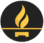 Lux Wall Studio fireplace wall logo black and gold flame icon custom fireplace walls Central Florida brand emblem