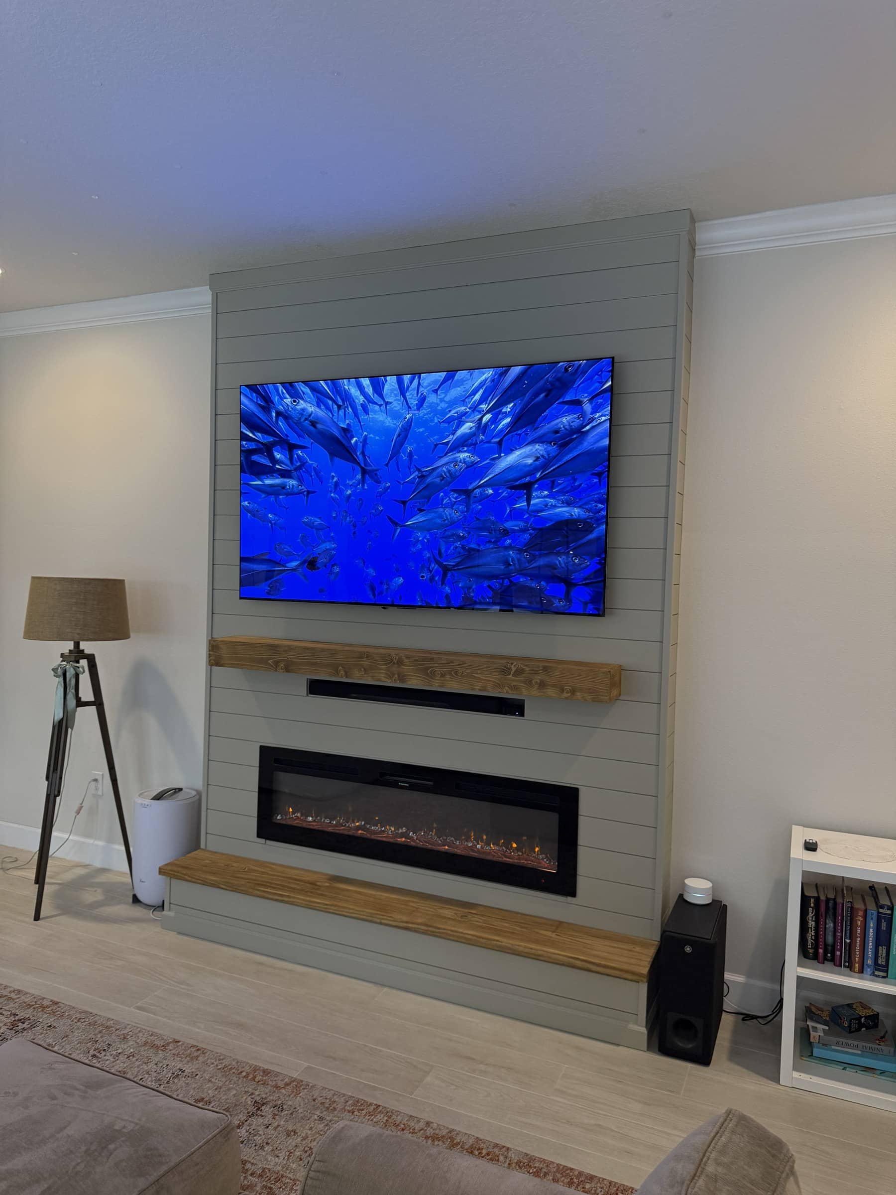A complete fireplace wall, built into the room — built in fireplace walls florida