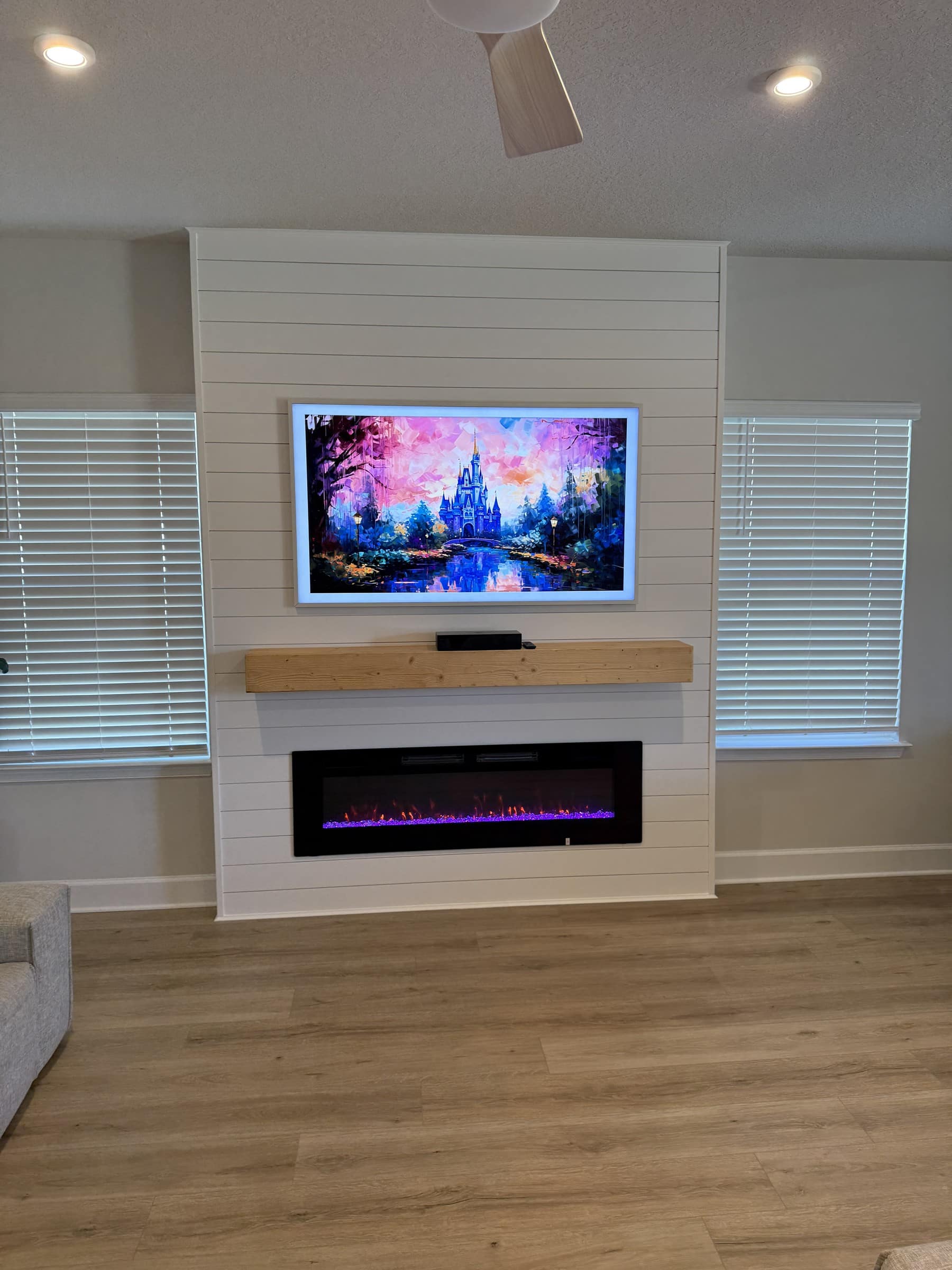 Stone fireplace wall in a bright Florida living room | fireplace walls florida Stone fireplace wall in a bright Florida living room — fireplace walls florida