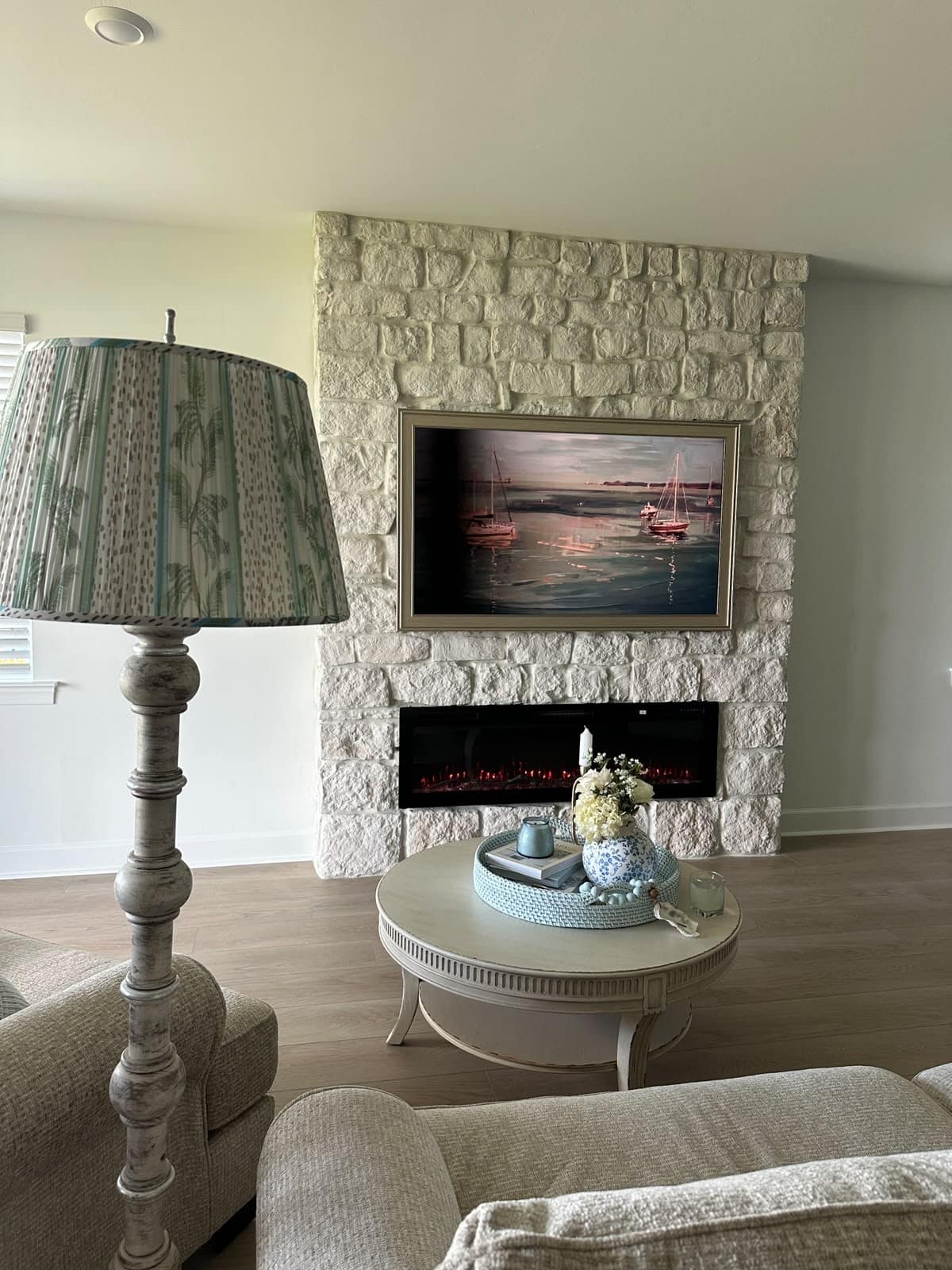 White Limestone Fireplace Wall — fireplace wall projects florida