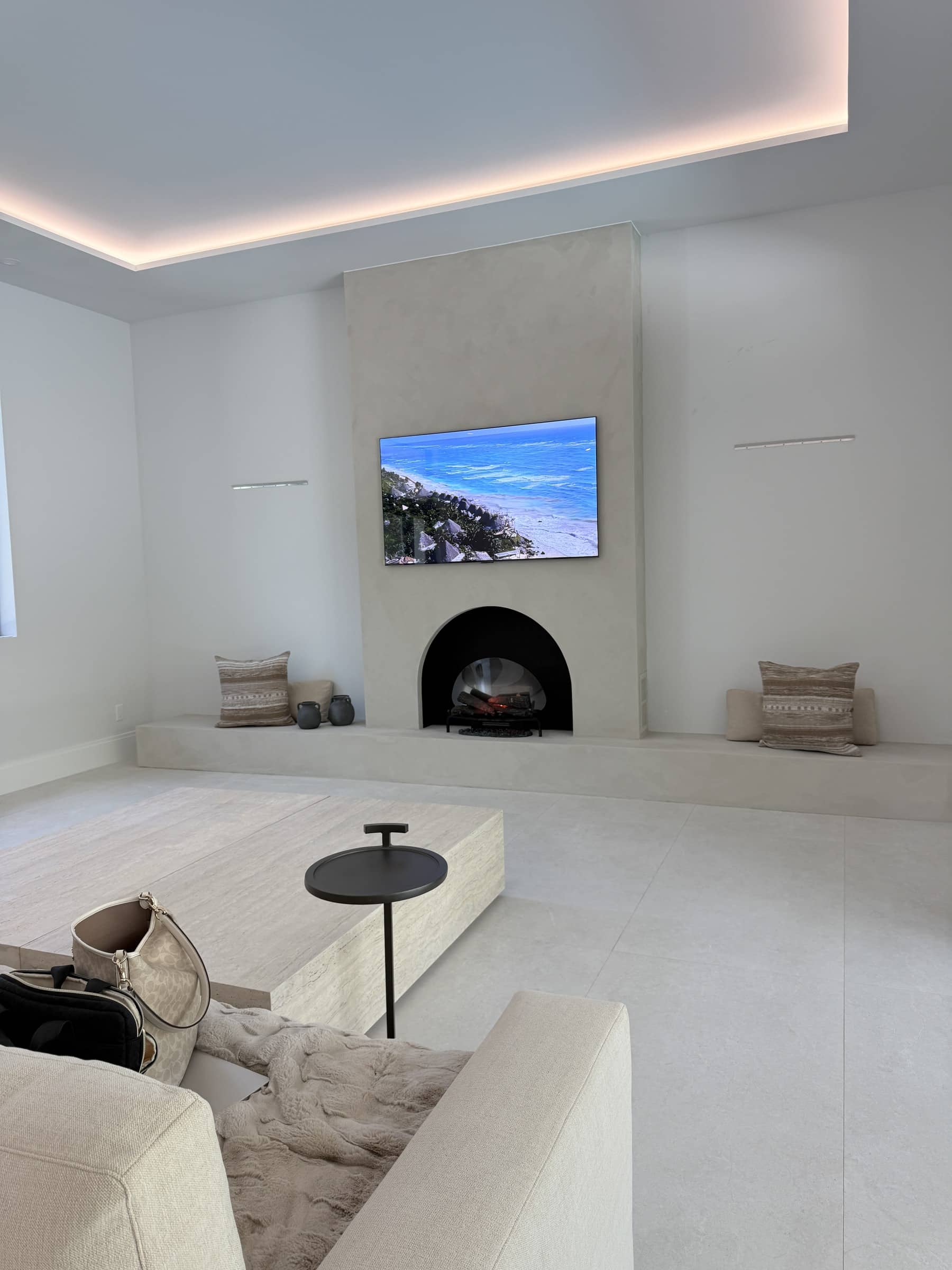 Sculptural Limewash Fireplace — fireplace wall projects florida